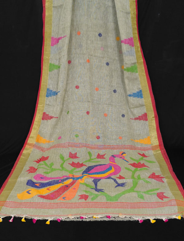 Peacock Soft Dhakai Jamdani Saree