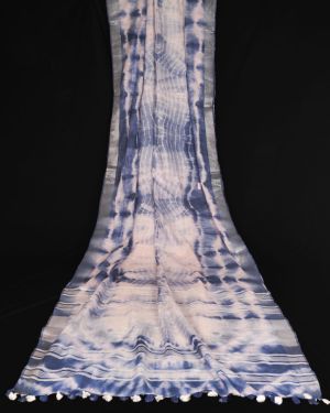 Blue Silk Abstract Print Saree