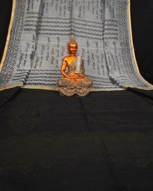 Black White Color Script Handloom Saree