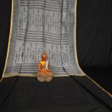 Black White Color Script Handloom Saree