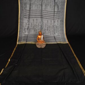 Black White Color Script Handloom Saree