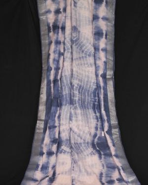 Blue Silk Abstract Print Saree