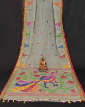 Peacock Soft Dhakai Jamdani Saree
