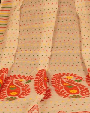 Red & White Soft Dhakai Jamdani Saree