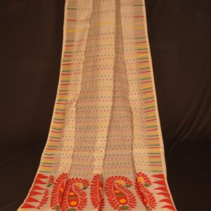 Red & White Soft Dhakai Jamdani Saree