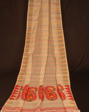 Red & White Soft Dhakai Jamdani Saree