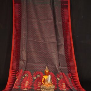 Red & Grey Soft Dhakai Jamdani Saree