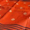 Black & Orange Pure Linen Ball Jamdani Saree - Image 4
