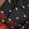 Black & Orange Pure Linen Ball Jamdani Saree - Image 3