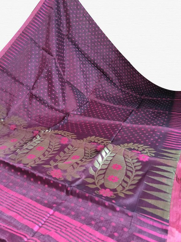 Dark Purple Soft Dhakai Jamdani Saree
