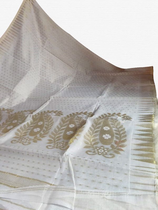 Off White Soft Dhakai Jamdani Saree