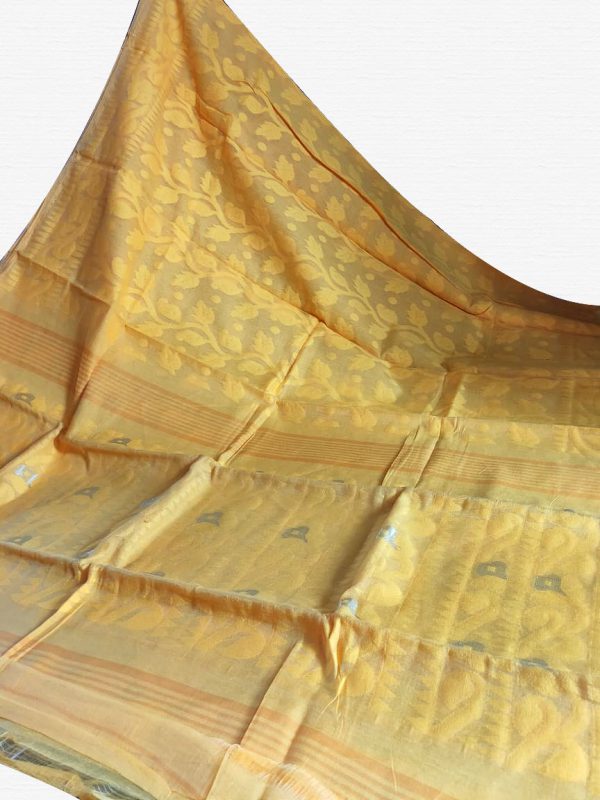 Golden Yellow Soft Dhakai Jamdani Saree