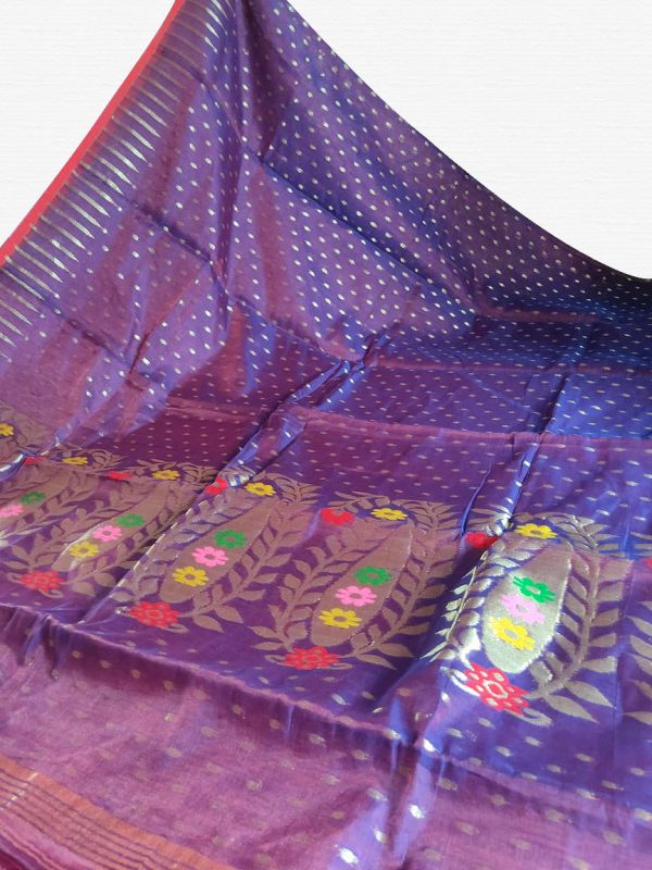Purple Soft Dhakai Jamdani Saree