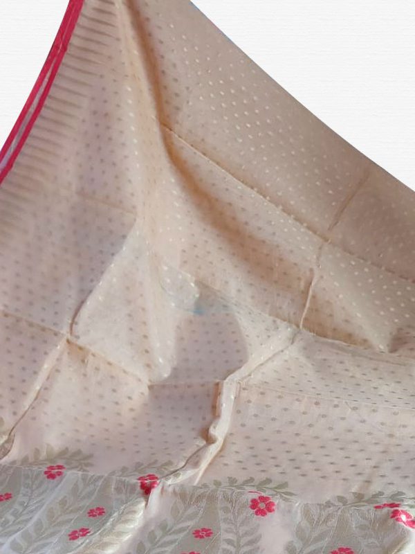 Rose Gold Red Soft Dhakai Jamdani Saree - Image 3