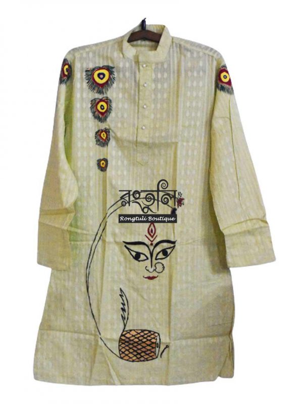 Light Green Peacock Febric Art Punjabi