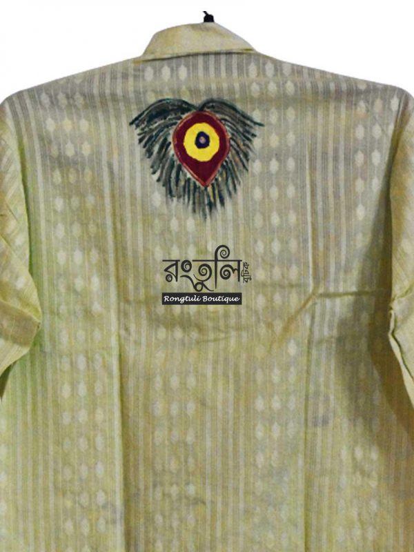 Light Green Peacock Febric Art Punjabi - Image 3