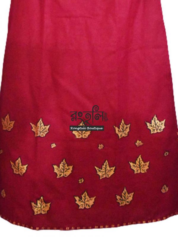 Maroon Color Golden Leaf Febric Kurti - Image 2