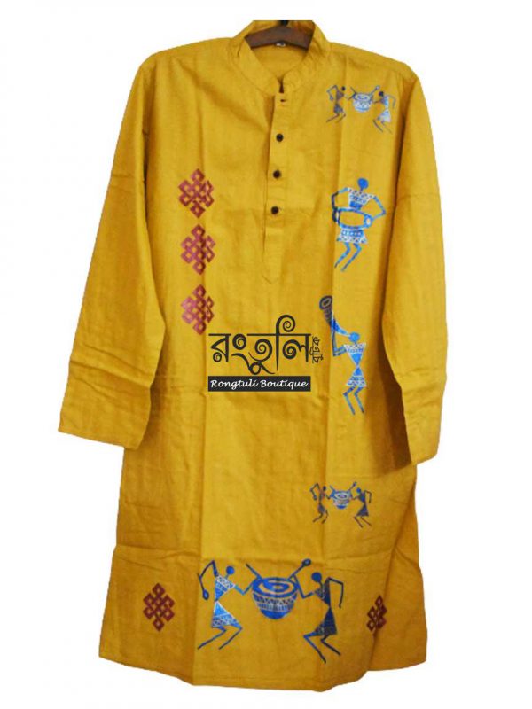 Golden Yellow Febric Art Punjabi