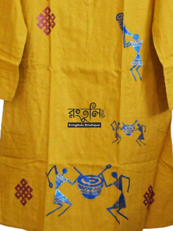 Golden Yellow Febric Art Punjabi - Image 3