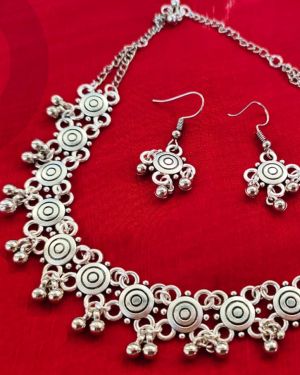 German Silver Ghungroo Choker with Earring