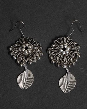 The Bohemian Leaflet Earrings – Oxidized Boho Collection