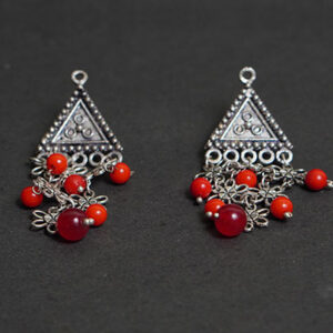 The Dangling Leaves - Tiny Trinket Earrings (Red Beads)