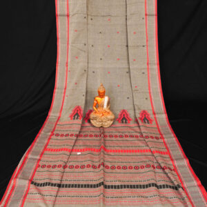 Divine Off White Pure Handloom Cotton Saree With Designer Pallu