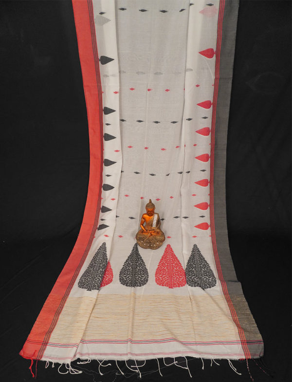 Pure Handloom Cotton with Leaf Motif