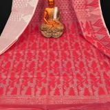 Rich Textured White Red Soft Dhakai Jamdani Saree