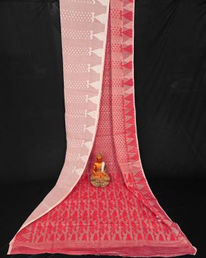 Rich Textured White Red Soft Dhakai Jamdani Saree