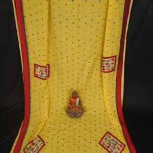 Designer Applique Work Yellow Handloom Saree