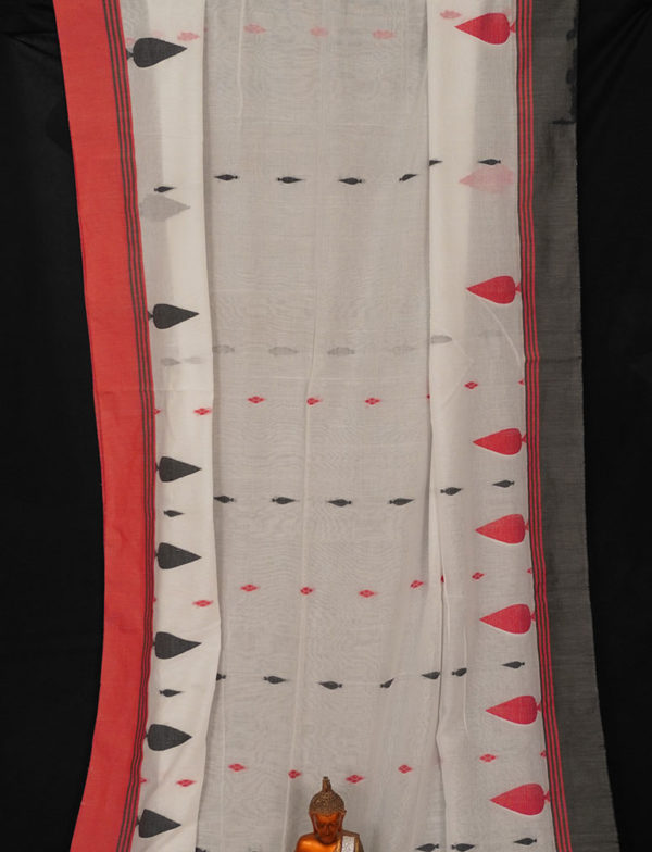 Pure Handloom Cotton with Leaf Motif - Image 2