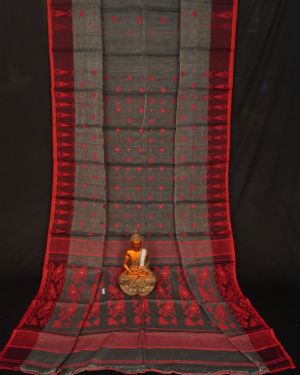 Elegant Off White Cotton Linen Handloom Saree