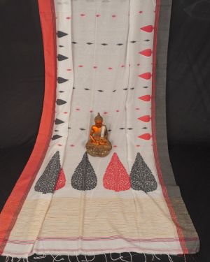Pure Handloom Cotton with Leaf Motif