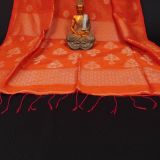Awesome Orange Handwoven Cotton Linen Floral Jamdani Saree