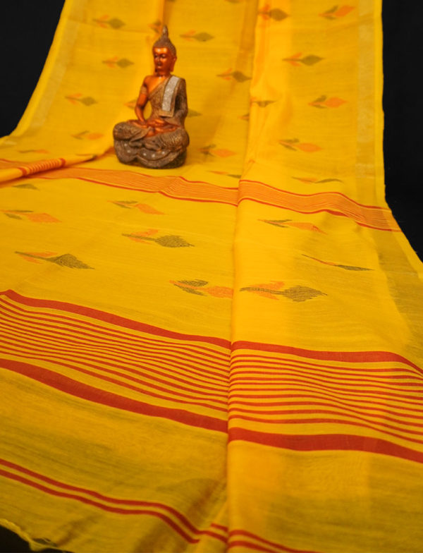 Yellow Nimjari Jamdani Saree - Image 2