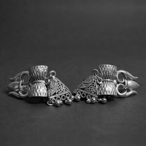 German Silver Antique Trishul Damru Earrings