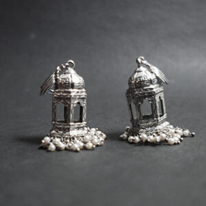 A Divine Allure - Oxidised Box Cage Silver Earrings