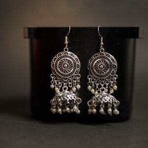 The Little Fern Jhumkis - Oxidised Boho Earrings