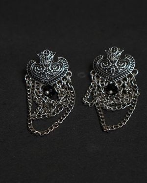 The Classic Nature Artwork – Embellished Oxidized Earrings