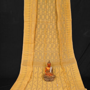 Rich Textured Cream Golden Soft Dhakai Jamdani Saree