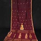 Beautiful Burgundy Sequins Cotton Silk Saree With Designed Pallu