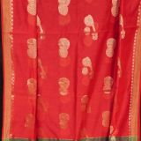 Enticing Sindoor Red and Golden Yellow Cotton Silk Handloom Saree