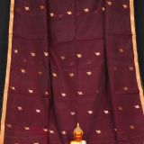 Beautiful Burgundy Sequins Cotton Silk Saree With Designed Pallu