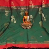 Enticing Sindoor Red and Golden Yellow Cotton Silk Handloom Saree