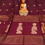 Beautiful Burgundy Sequins Cotton Silk Saree With Designed Pallu