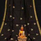 Black golden border handloom silk cotton heart-motif saree