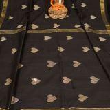 Black golden border handloom silk cotton heart-motif saree
