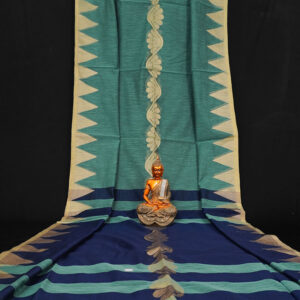 Handwoven Pure Linen  Saree with Temple Border