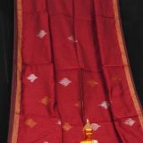 Maroon golden border handloom silk cotton motif saree
